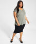 Bar III Plus Size Mixed Media Top